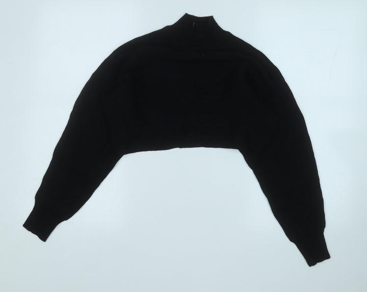 New Look Womens Black Mock Neck  Cotton Pullover Jumper Size M