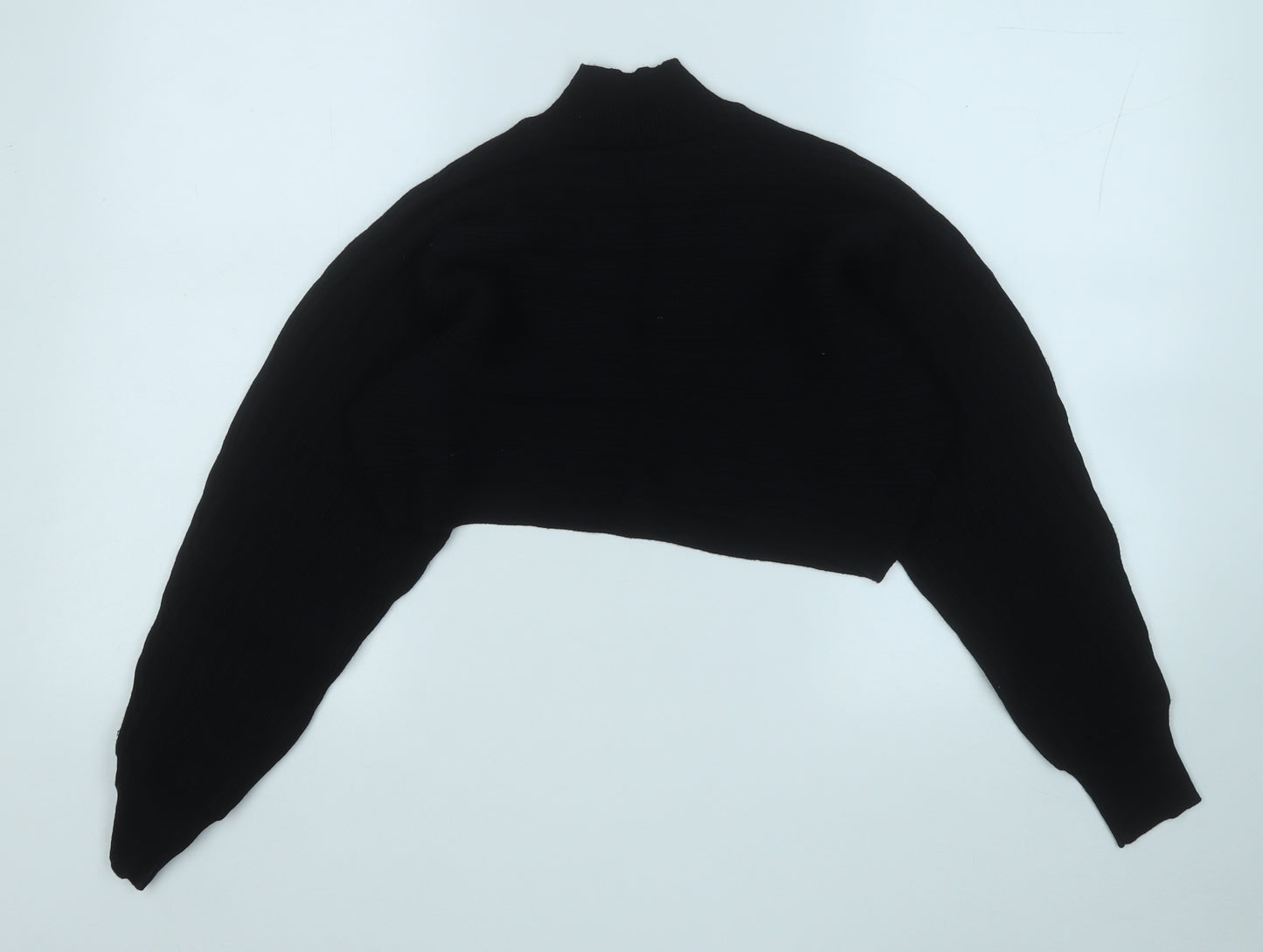 New Look Womens Black Mock Neck  Cotton Pullover Jumper Size M