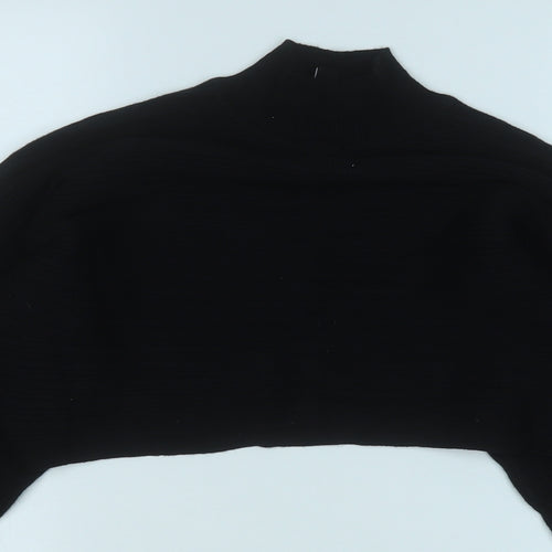 New Look Womens Black Mock Neck  Cotton Pullover Jumper Size M