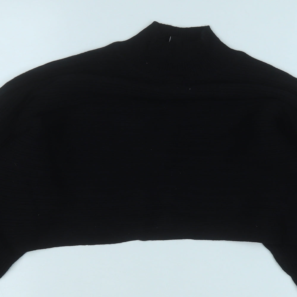 New Look Womens Black Mock Neck  Cotton Pullover Jumper Size M