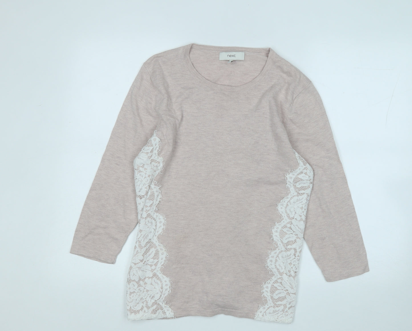 NEXT Womens Pink Round Neck  Cotton Pullover Jumper Size 16