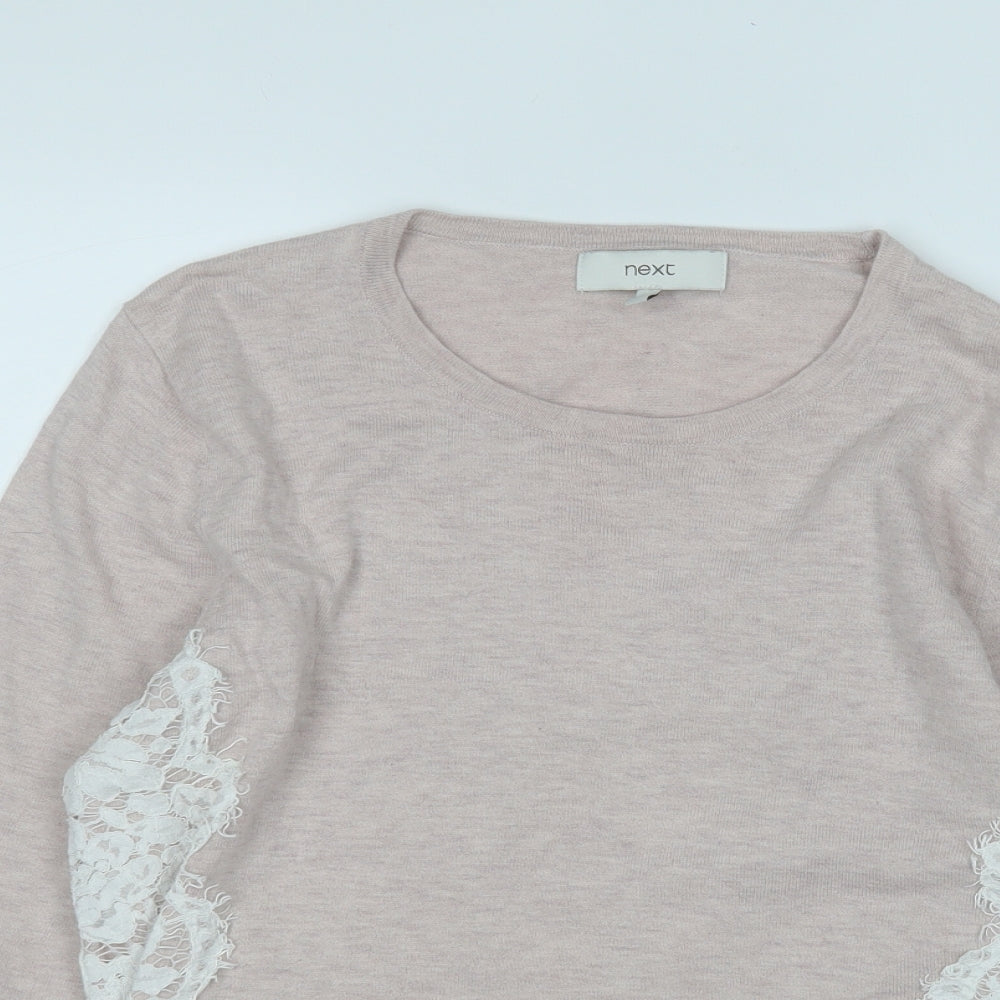 NEXT Womens Pink Round Neck  Cotton Pullover Jumper Size 16