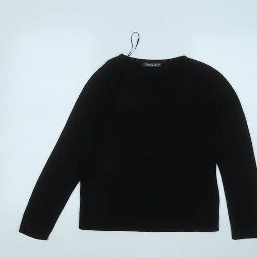 Bonmarché Womens Black Round Neck  Acrylic Pullover Jumper Size XS