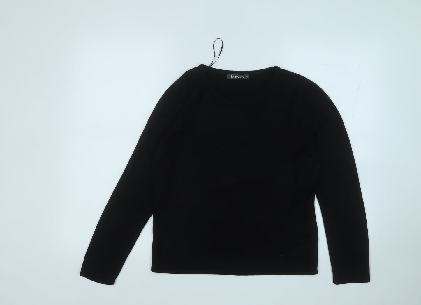 Bonmarché Womens Black Round Neck  Acrylic Pullover Jumper Size XS