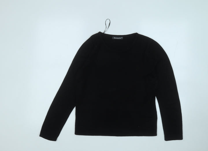 Bonmarché Womens Black Round Neck  Acrylic Pullover Jumper Size XS