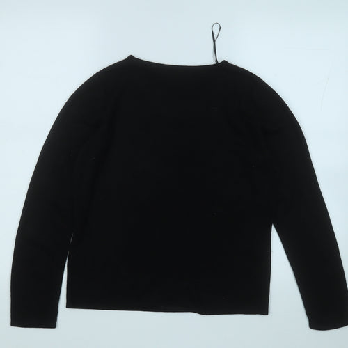 Bonmarché Womens Black Round Neck  Acrylic Pullover Jumper Size XS