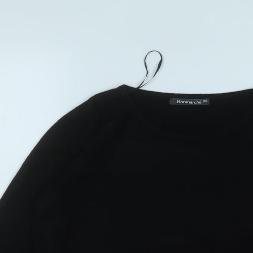 Bonmarché Womens Black Round Neck  Acrylic Pullover Jumper Size XS