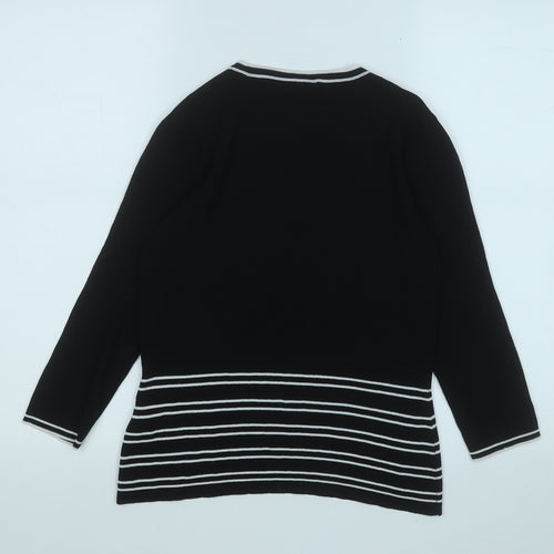 M&Co. Womens Black Round Neck  Viscose Pullover Jumper Size M