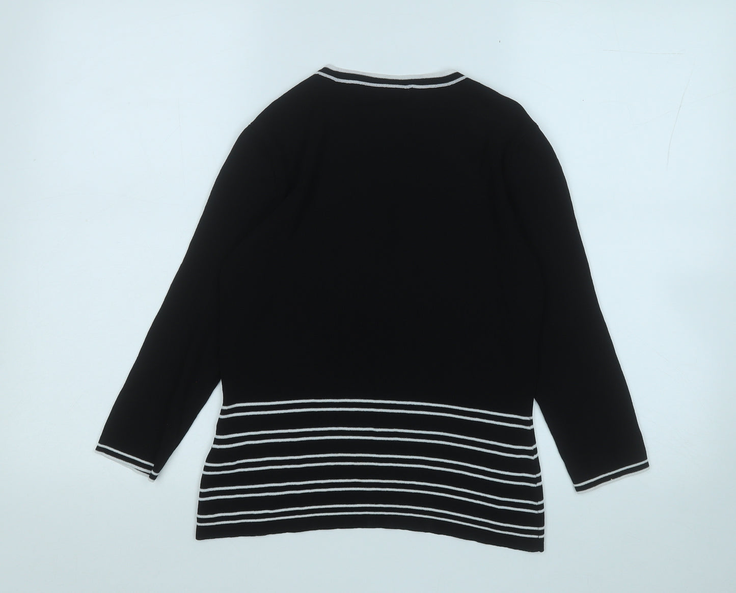 M&Co. Womens Black Round Neck  Viscose Pullover Jumper Size M
