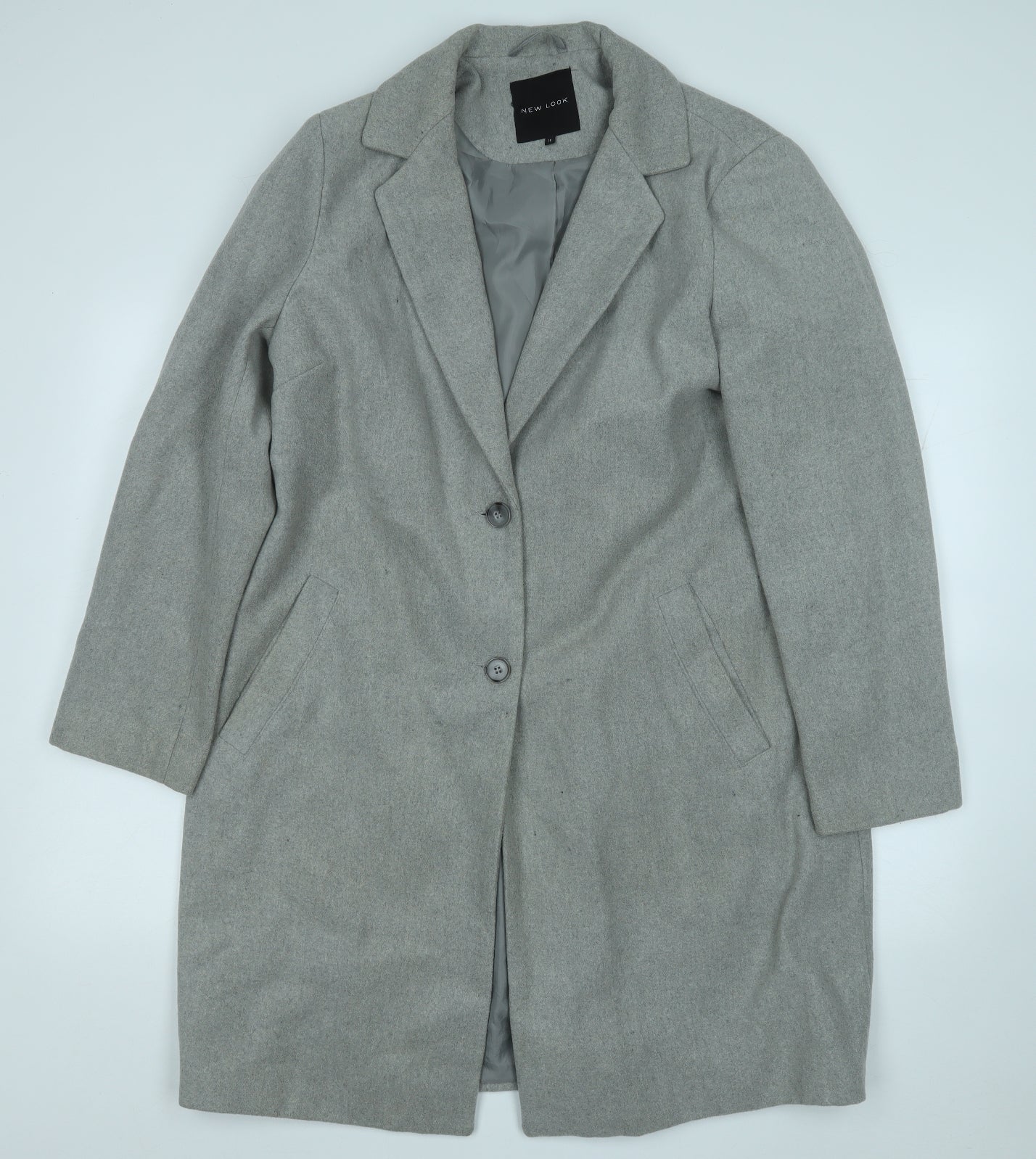 New Look Womens Grey   Trench Coat Coatigan Size 16
