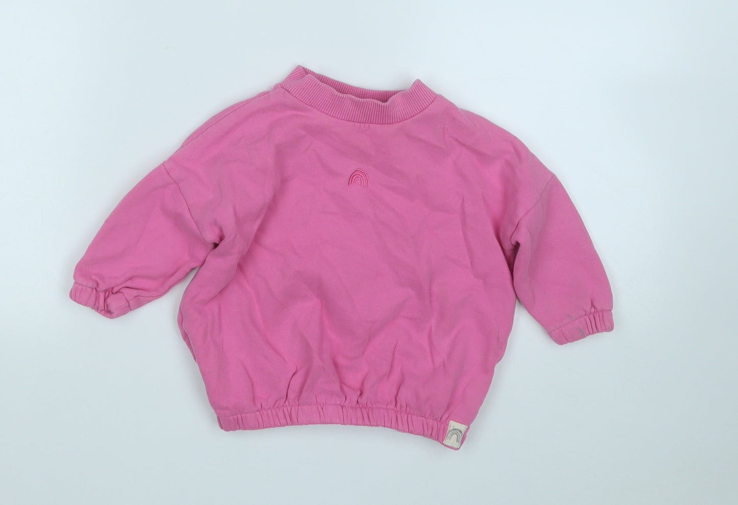 NEXT Girls Pink  Cotton Pullover Jumper Size 12-18 Months   - Rainbow