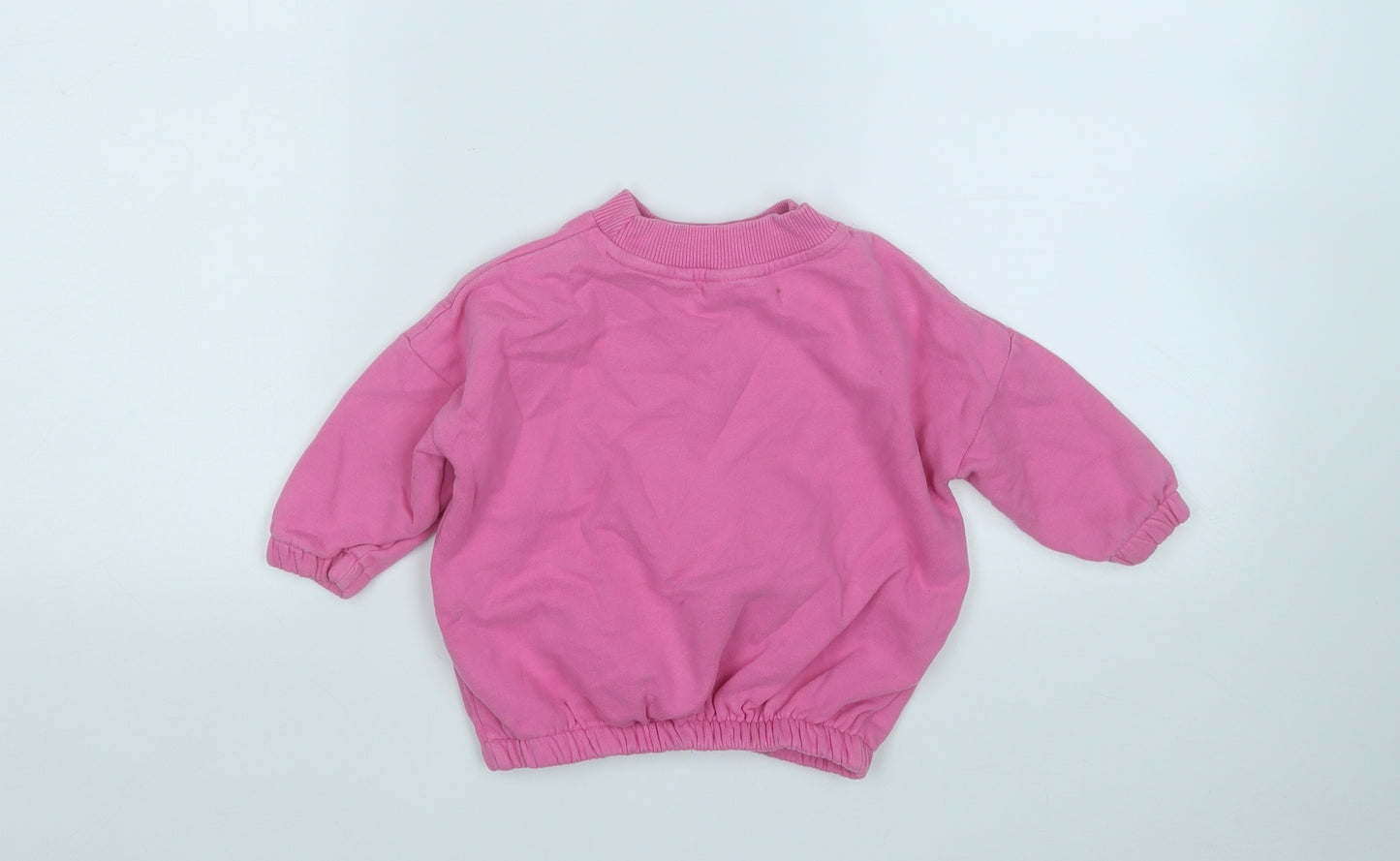 NEXT Girls Pink  Cotton Pullover Jumper Size 12-18 Months   - Rainbow