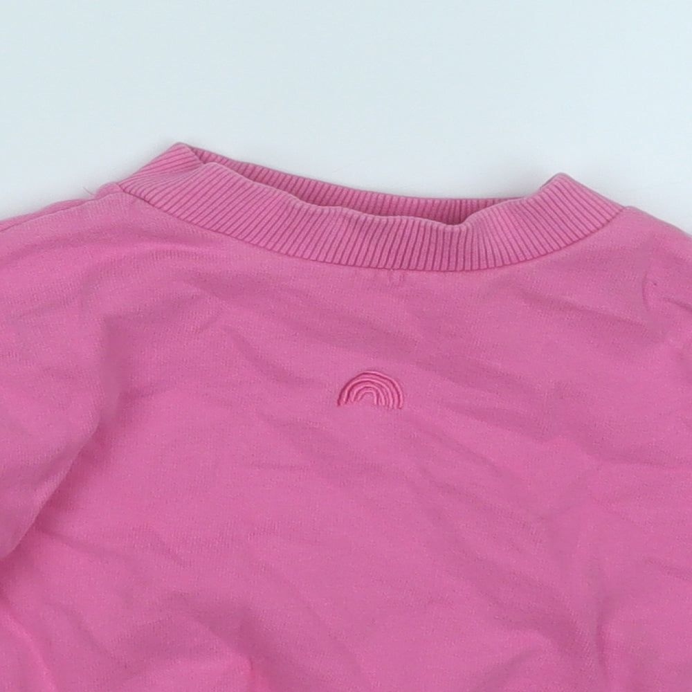 NEXT Girls Pink  Cotton Pullover Jumper Size 12-18 Months   - Rainbow