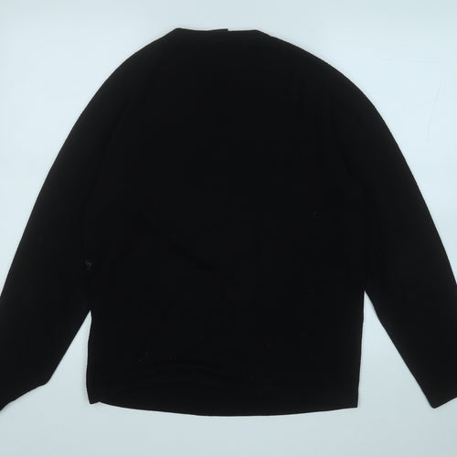 NEXT Mens Black V-Neck  Acrylic Pullover Jumper Size S