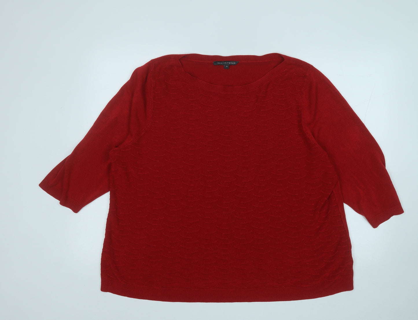 Love Knitwear Womens Red Round Neck  Acrylic Pullover Jumper Size 24