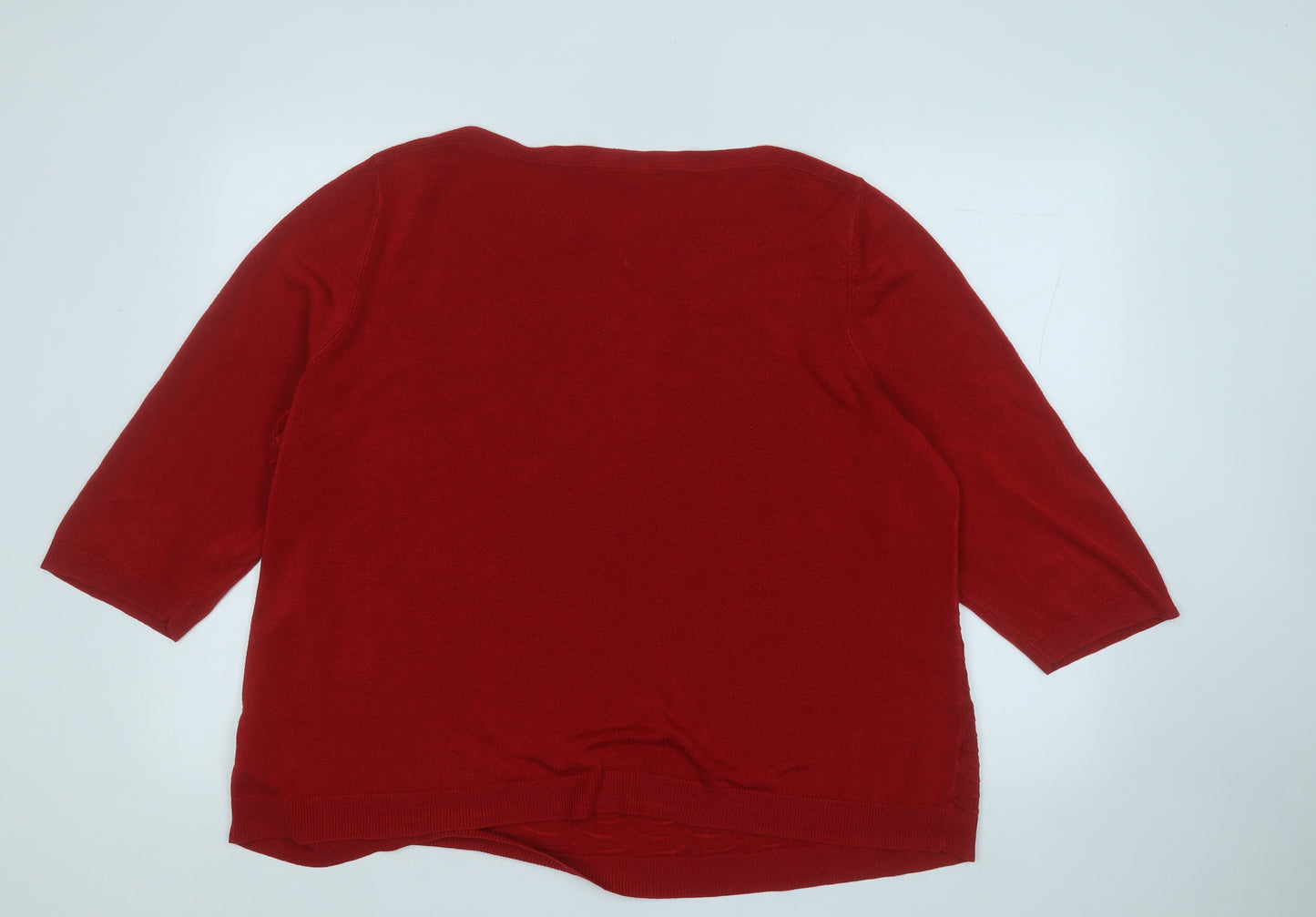 Love Knitwear Womens Red Round Neck  Acrylic Pullover Jumper Size 24