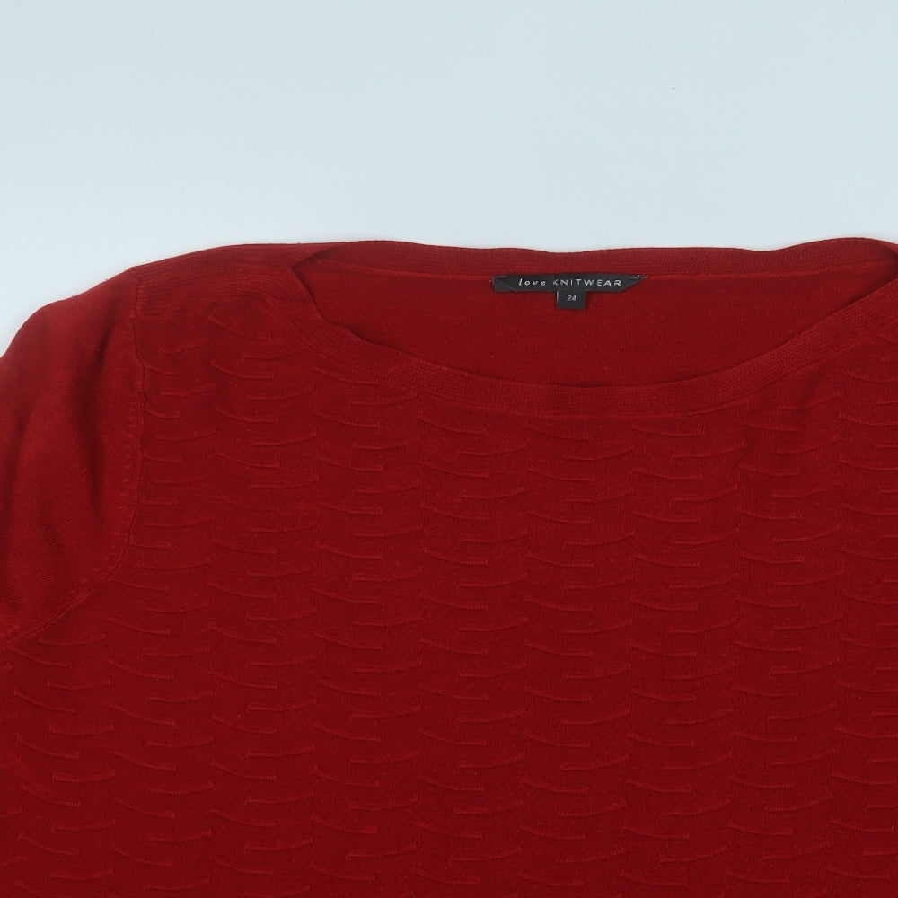 Love Knitwear Womens Red Round Neck  Acrylic Pullover Jumper Size 24