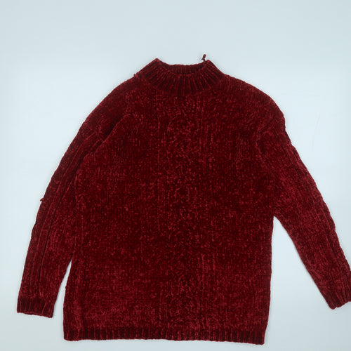 Peacocks Womens Red Mock Neck  Polyester Pullover Jumper Size S