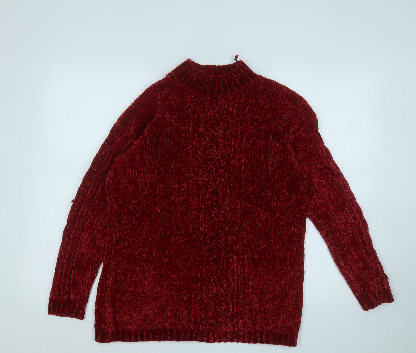 Peacocks Womens Red Mock Neck  Polyester Pullover Jumper Size S