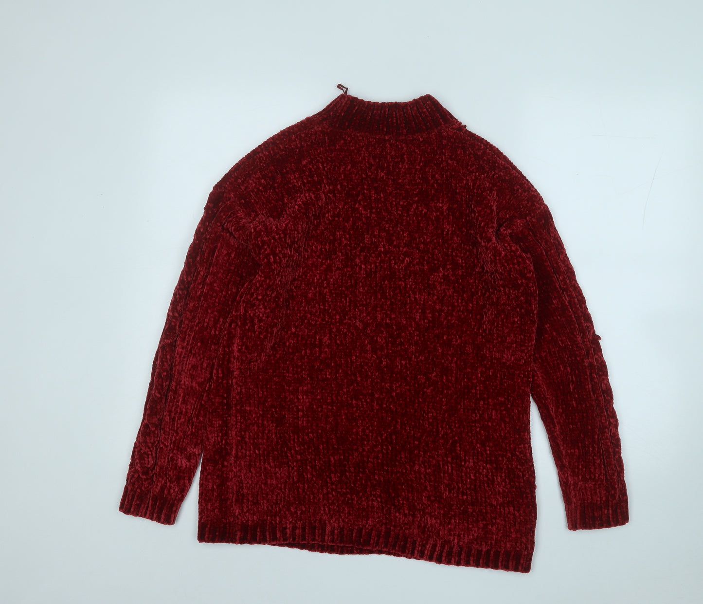 Peacocks Womens Red Mock Neck  Polyester Pullover Jumper Size S