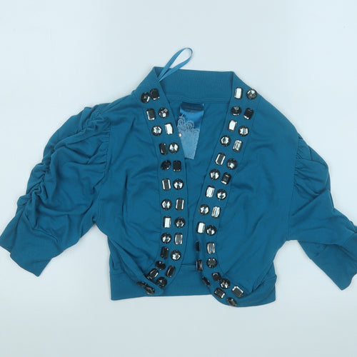 Evie Womens Blue V-Neck  Polyester Cardigan Jumper Size 14