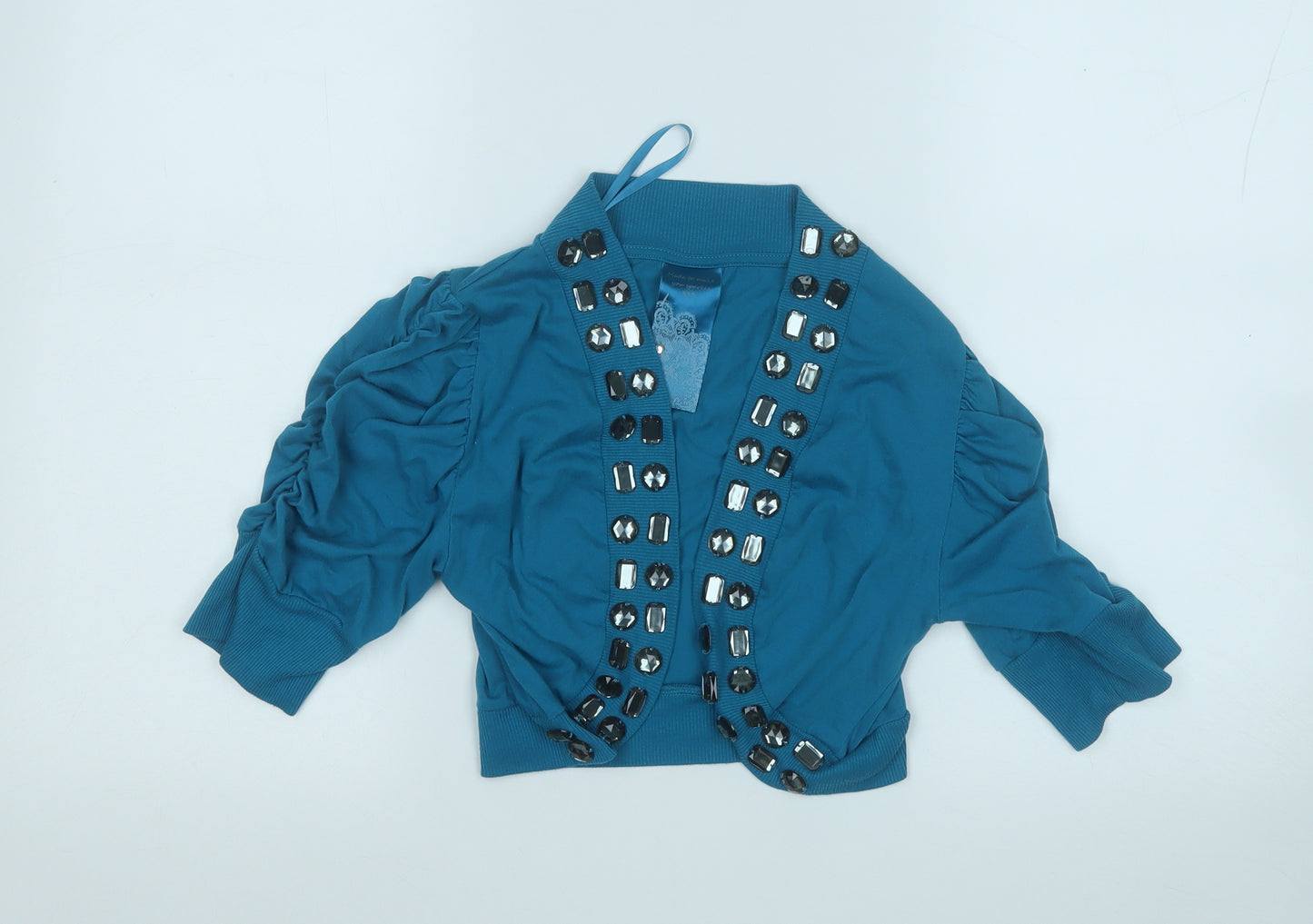 Evie Womens Blue V-Neck  Polyester Cardigan Jumper Size 14
