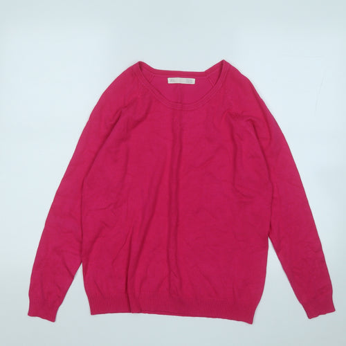 Sfera Womens Pink Round Neck  Acrylic Pullover Jumper Size L