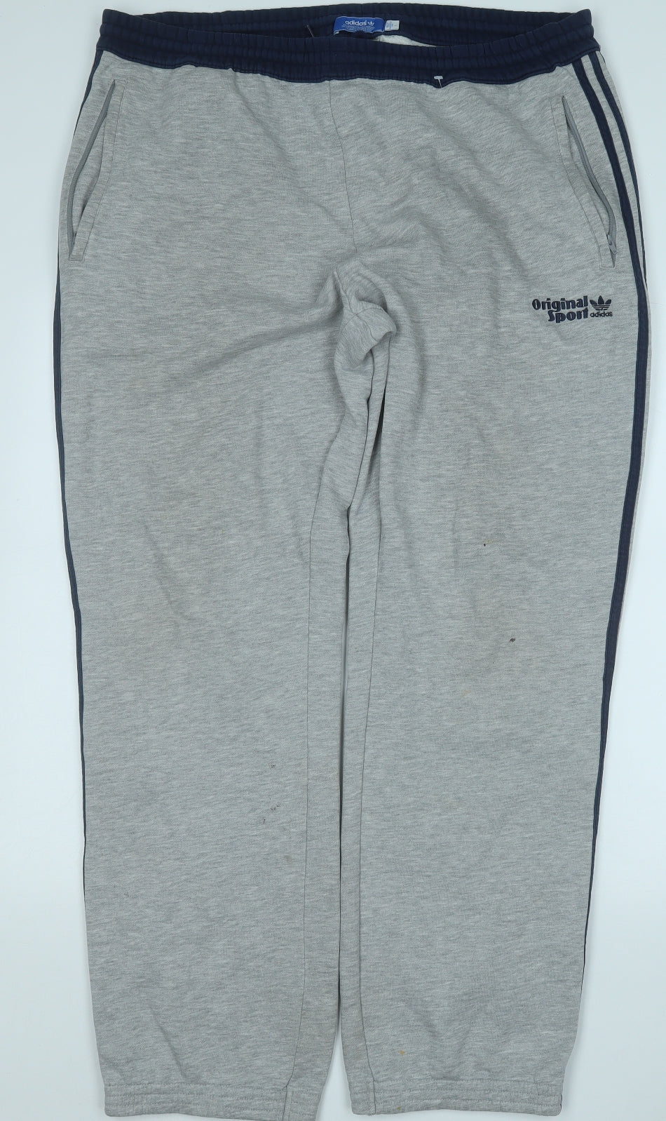 adidas Mens Grey  Cotton Jogger Trousers Size L L30 in Regular