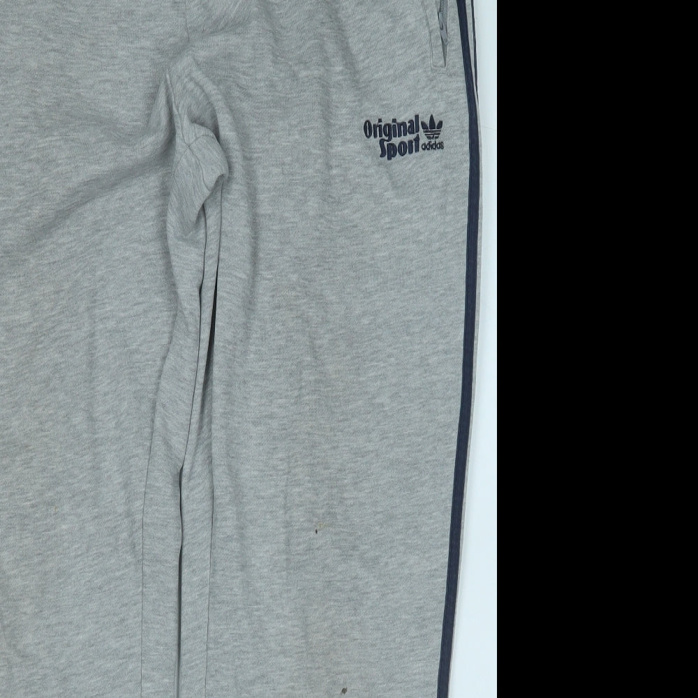 adidas Mens Grey  Cotton Jogger Trousers Size L L30 in Regular