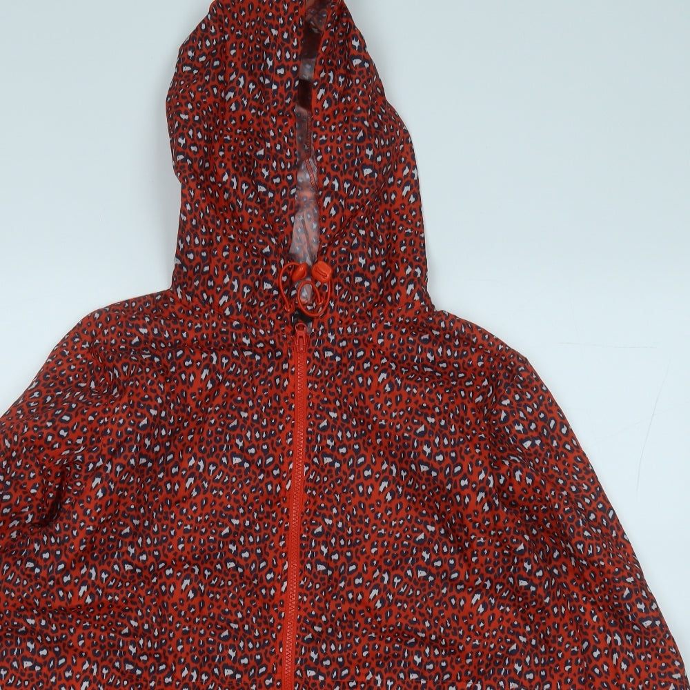George Womens Orange Animal Print  Rain Coat Coat Size 16