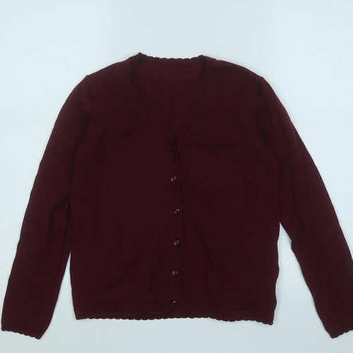School Wear Girls Purple V-Neck  Acrylic Cardigan Jumper Size 13 Years