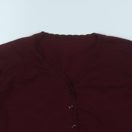 School Wear Girls Purple V-Neck  Acrylic Cardigan Jumper Size 13 Years