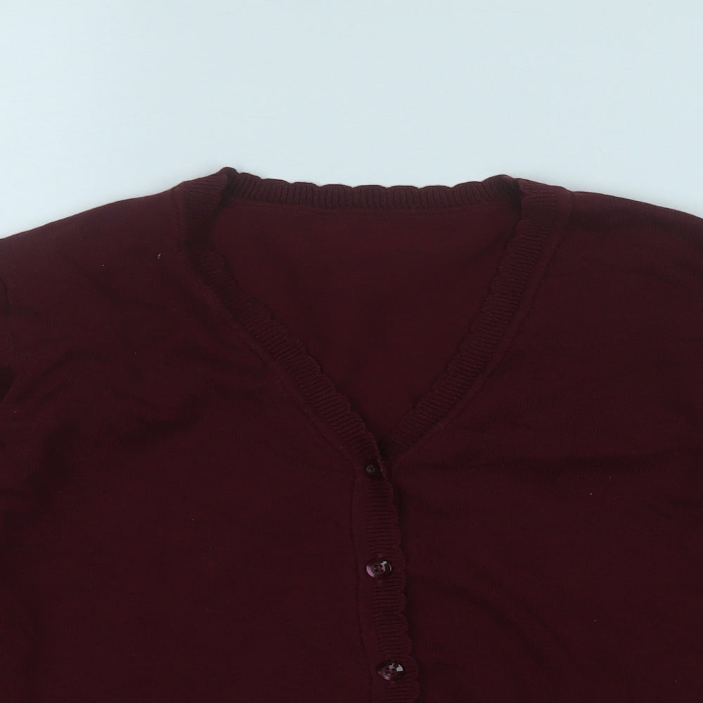 School Wear Girls Purple V-Neck  Acrylic Cardigan Jumper Size 13 Years