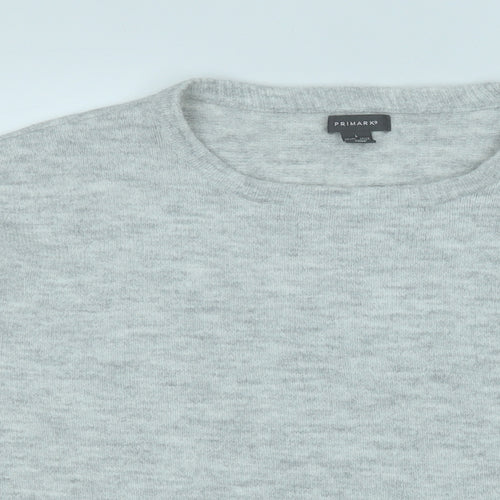 Primark Womens Grey Round Neck  Acrylic Pullover Jumper Size 14