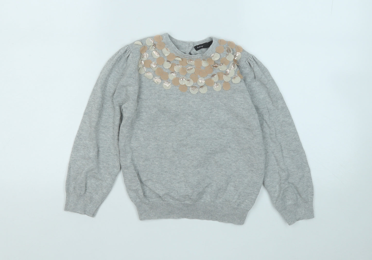 Autograph Girls Grey Round Neck  Acrylic Pullover Jumper Size 6-7 Years