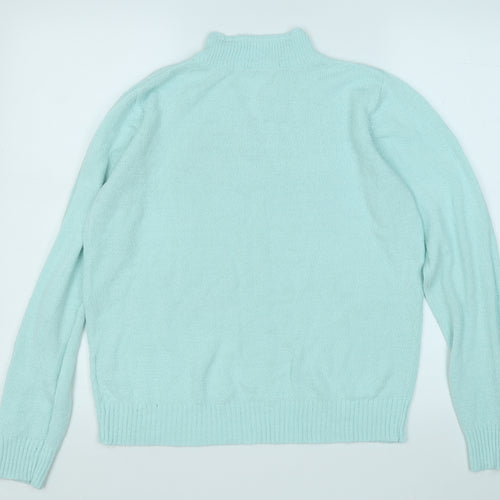 EWM Womens Blue V-Neck  Acrylic Pullover Jumper Size M