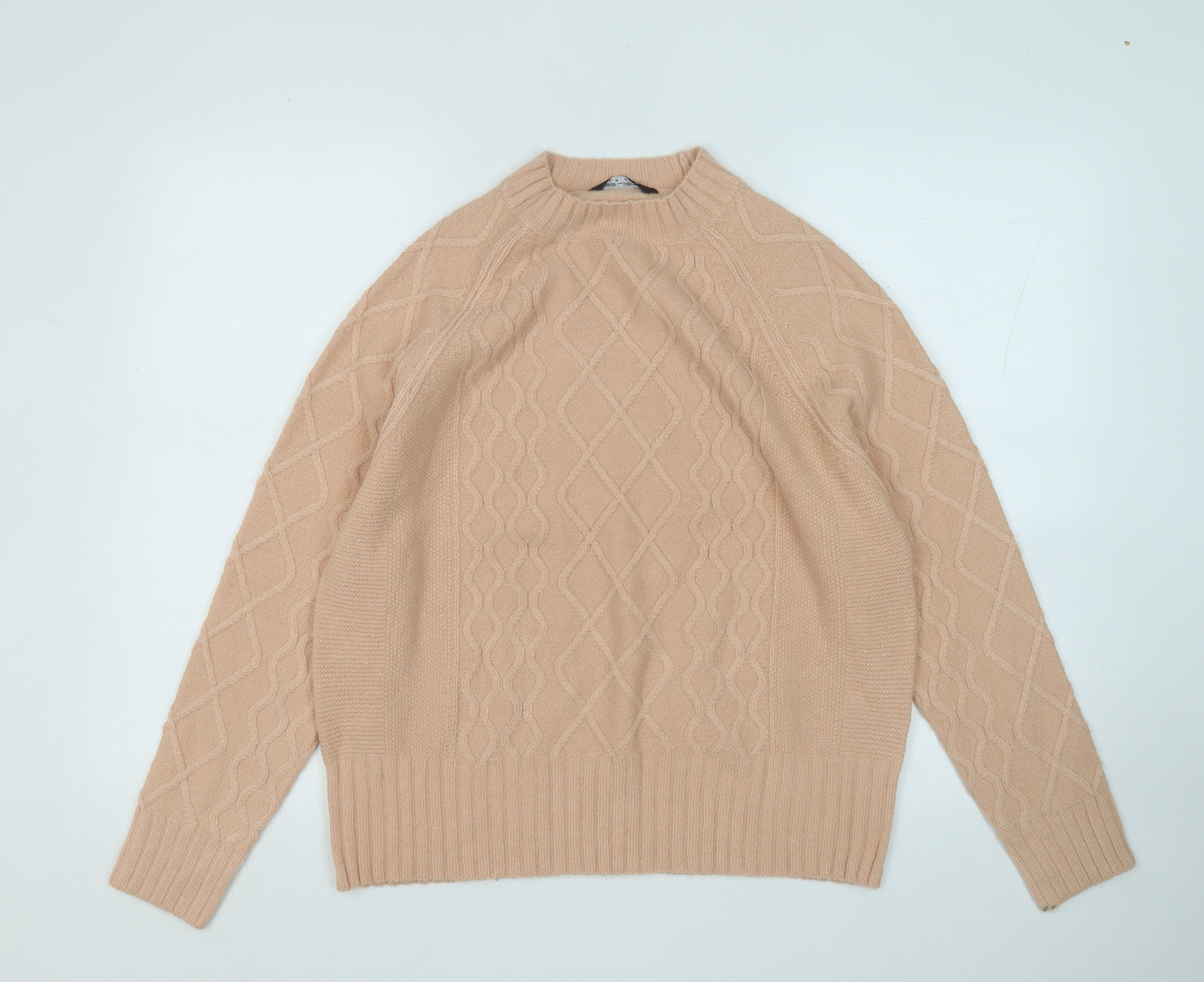Select Womens Beige Round Neck  Acrylic Pullover Jumper Size M