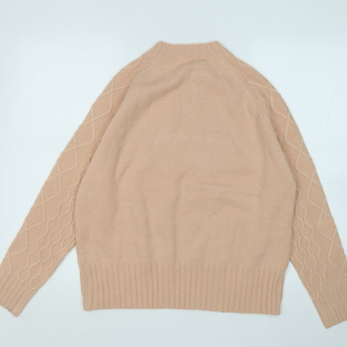 Select Womens Beige Round Neck  Acrylic Pullover Jumper Size M