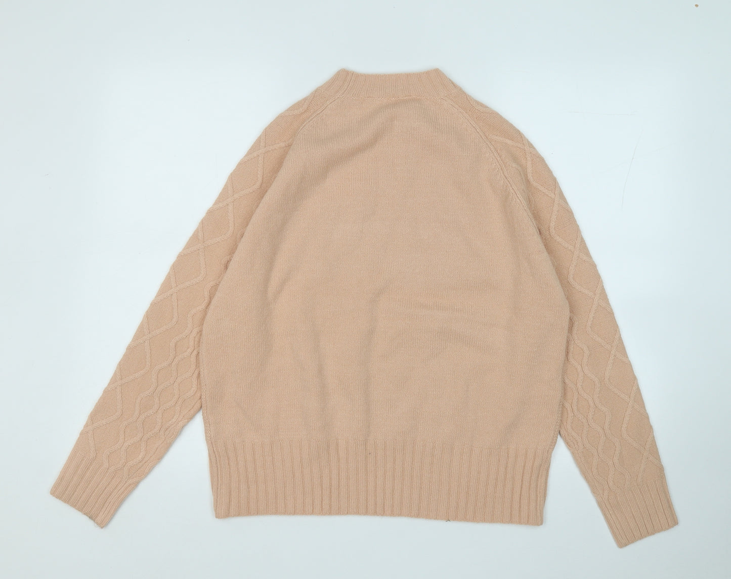 Select Womens Beige Round Neck  Acrylic Pullover Jumper Size M