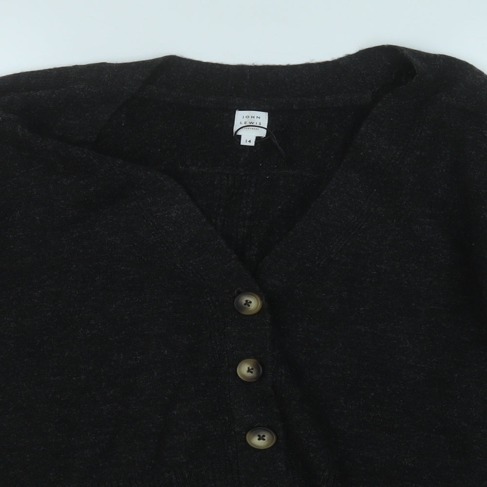 John Lewis Womens Black V-Neck  Polyester Cardigan Jumper Size 14