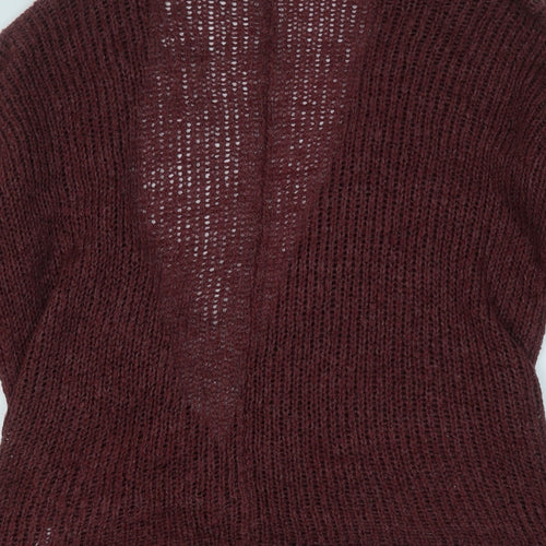 Jacquelin Exclusive Womens Purple V-Neck  Acrylic Cardigan Jumper Size M