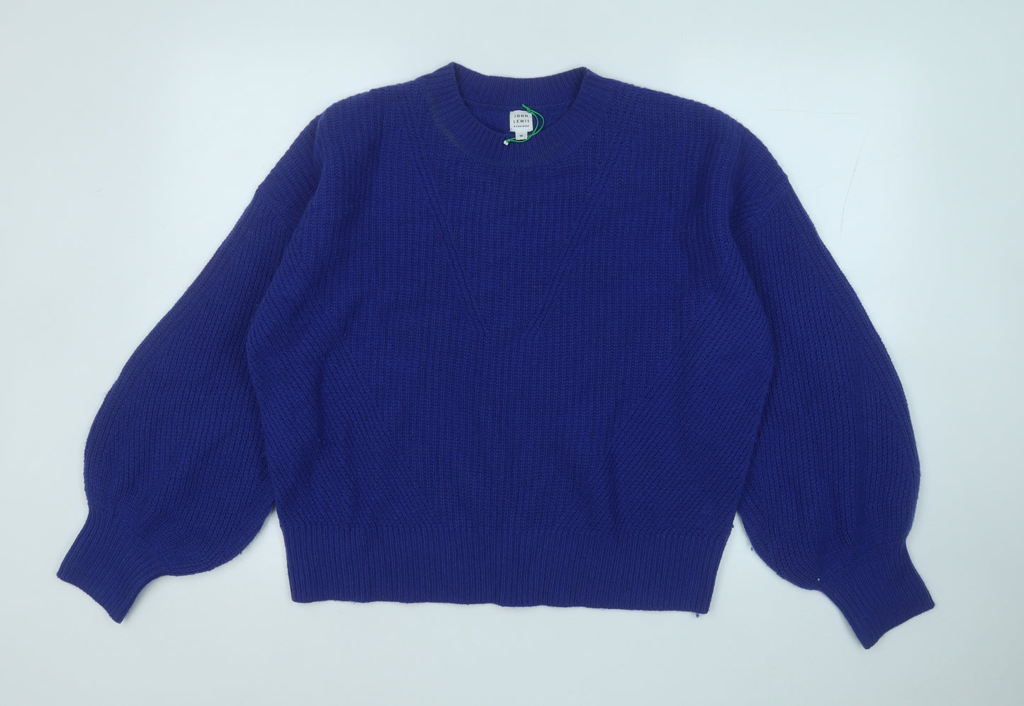 John Lewis Womens Blue Round Neck  Acrylic Pullover Jumper Size 16