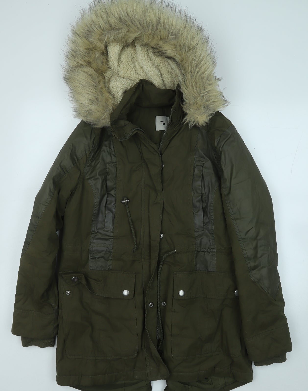 TU Womens Green   Parka Coat Size 14