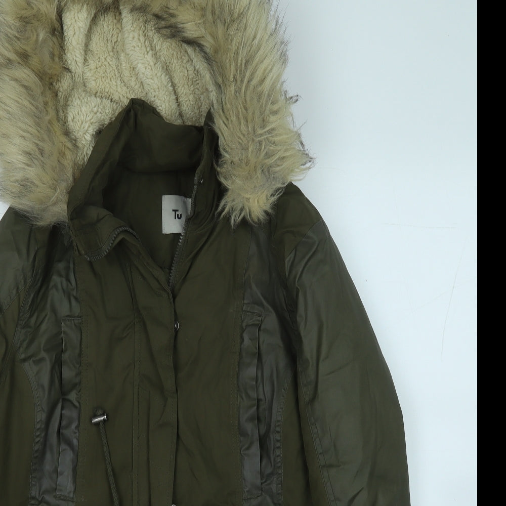 TU Womens Green   Parka Coat Size 14