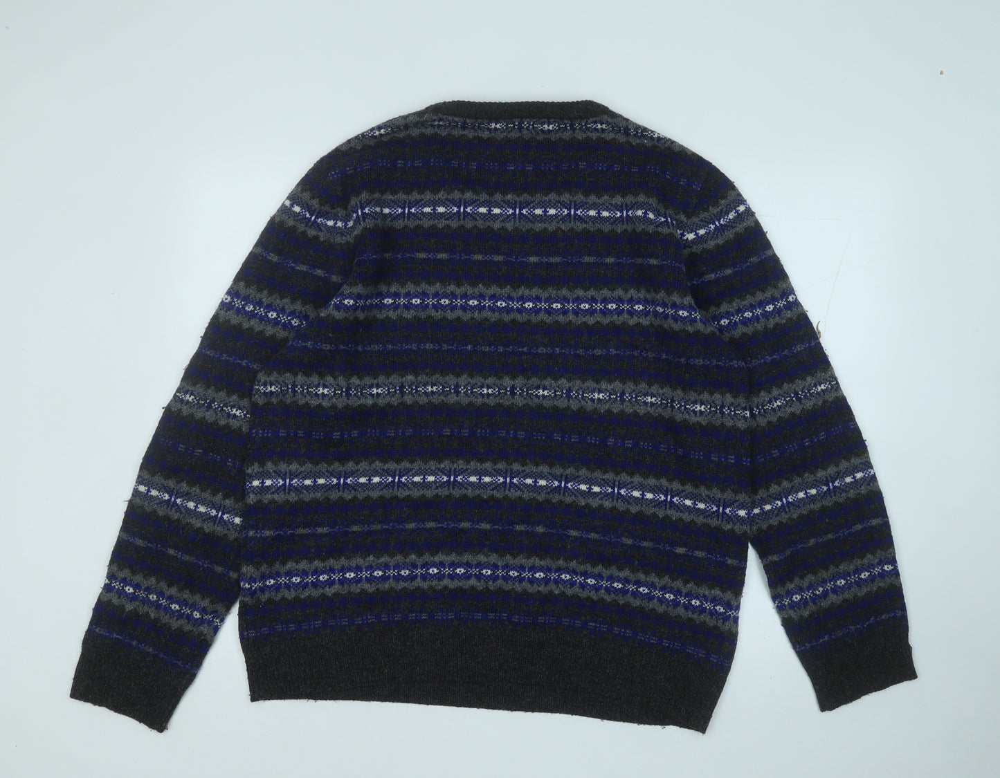 Cedar Wood State Mens Grey Round Neck Geometric Acrylic Pullover Jumper Size XL