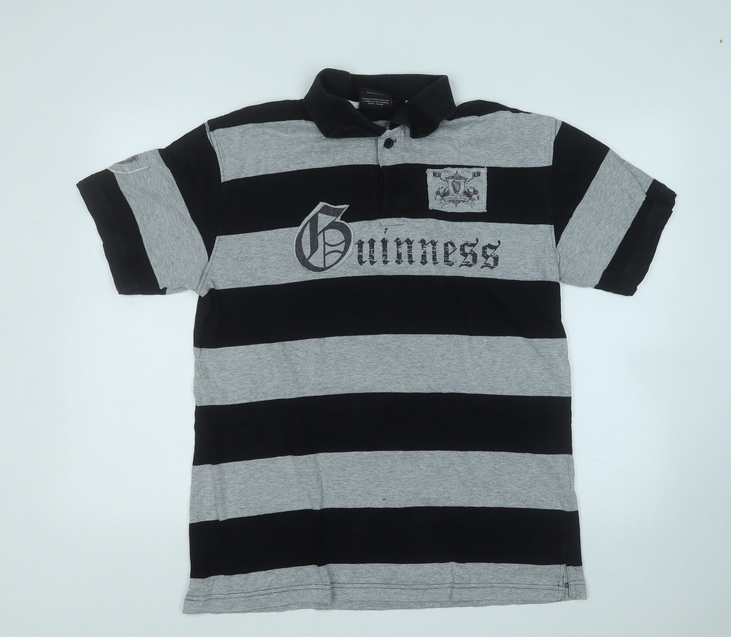 Guinness Mens Grey Striped Cotton  Polo Size XL Collared