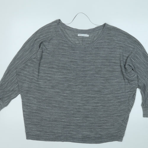 Only Womens Grey Round Neck  Acrylic Pullover Jumper Size L