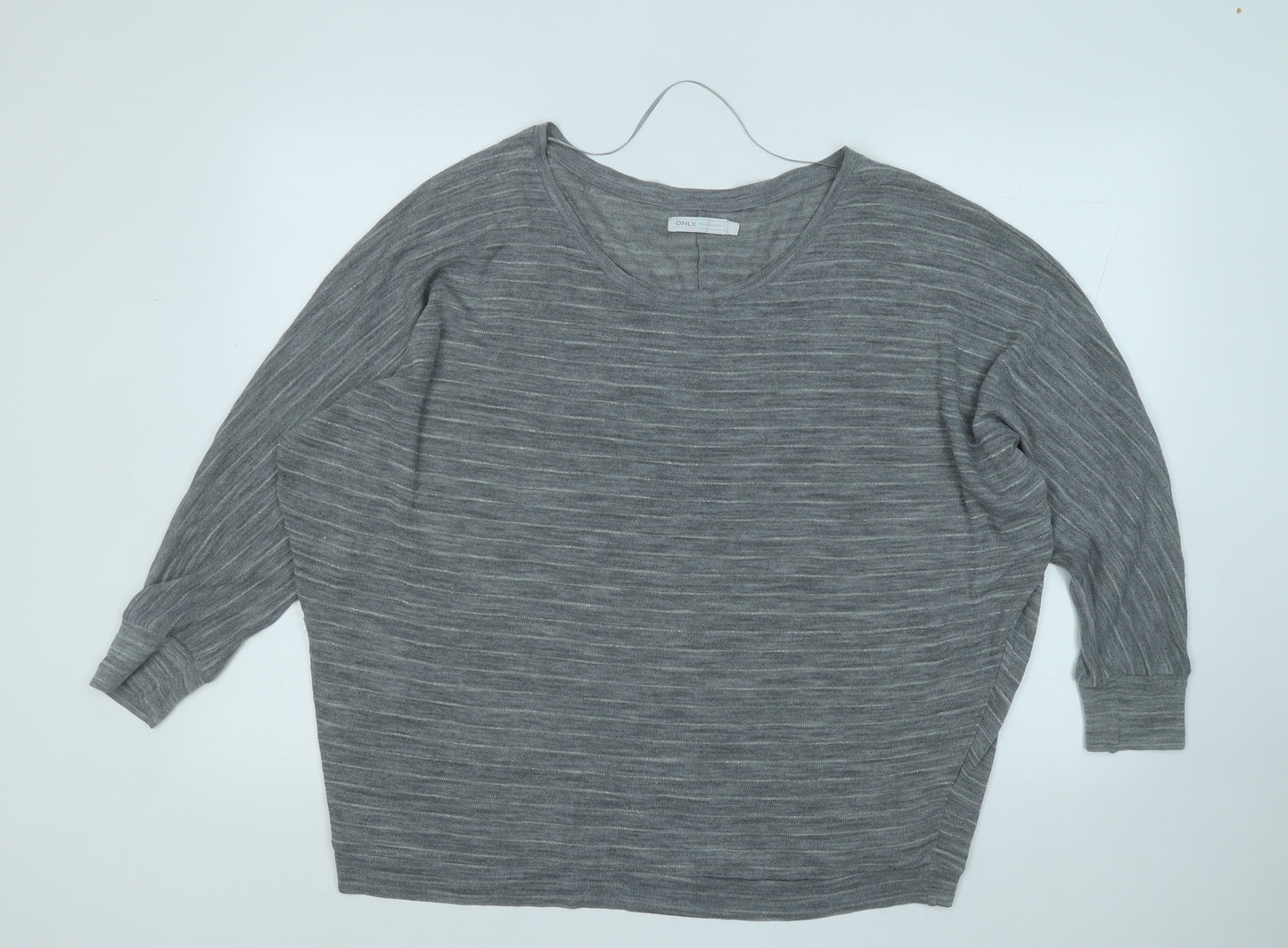 Only Womens Grey Round Neck  Acrylic Pullover Jumper Size L