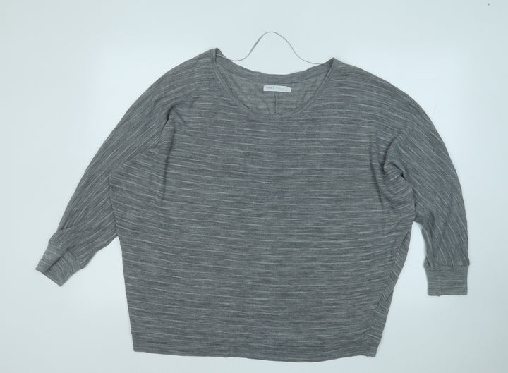 Only Womens Grey Round Neck  Acrylic Pullover Jumper Size L