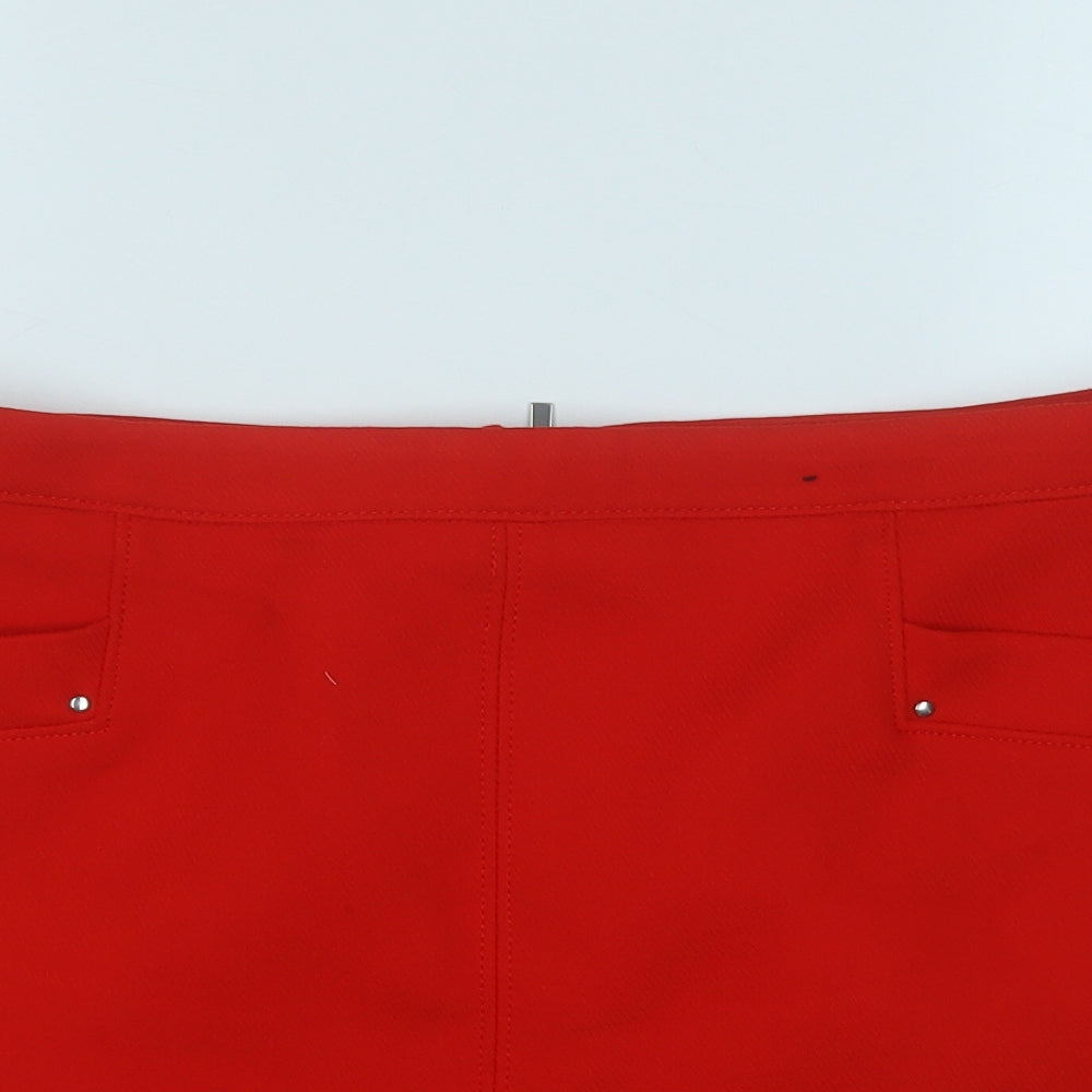 Dunnes Stores Womens Red  Polyester A-Line Skirt Size 16